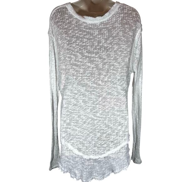 Free people xs Ocean Air Hacci ivory long sleeve gauzy beachy coastal blouse - Picture 3 of 12